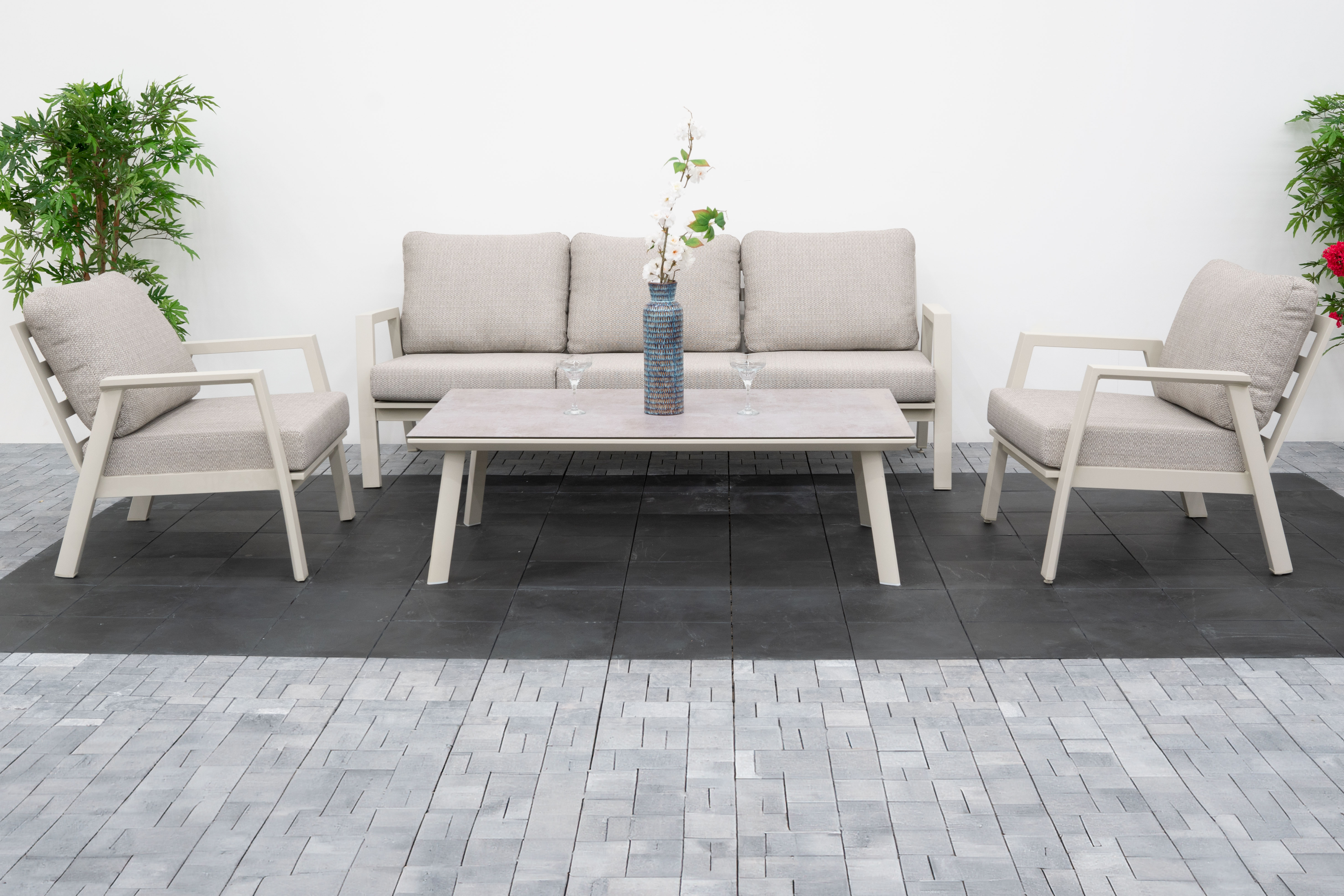 Nova - Phoenix 3 Seater Sofa Lounging Set with Rectangular Coffee Table - Pebble thumbnail 11