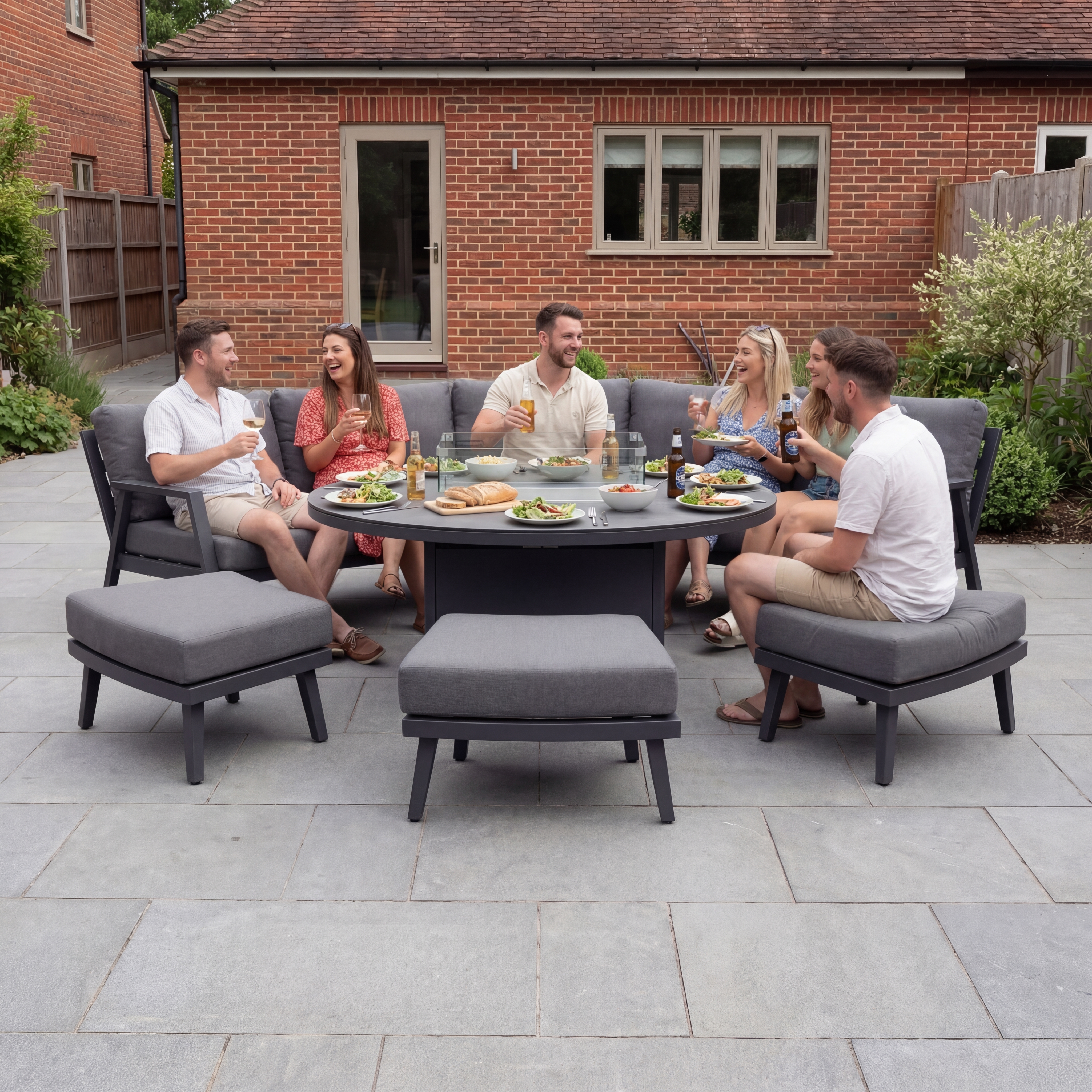 Nova - Phoenix Large Curved Sofa Dining Set with Oval Fire Pit thumbnail 4