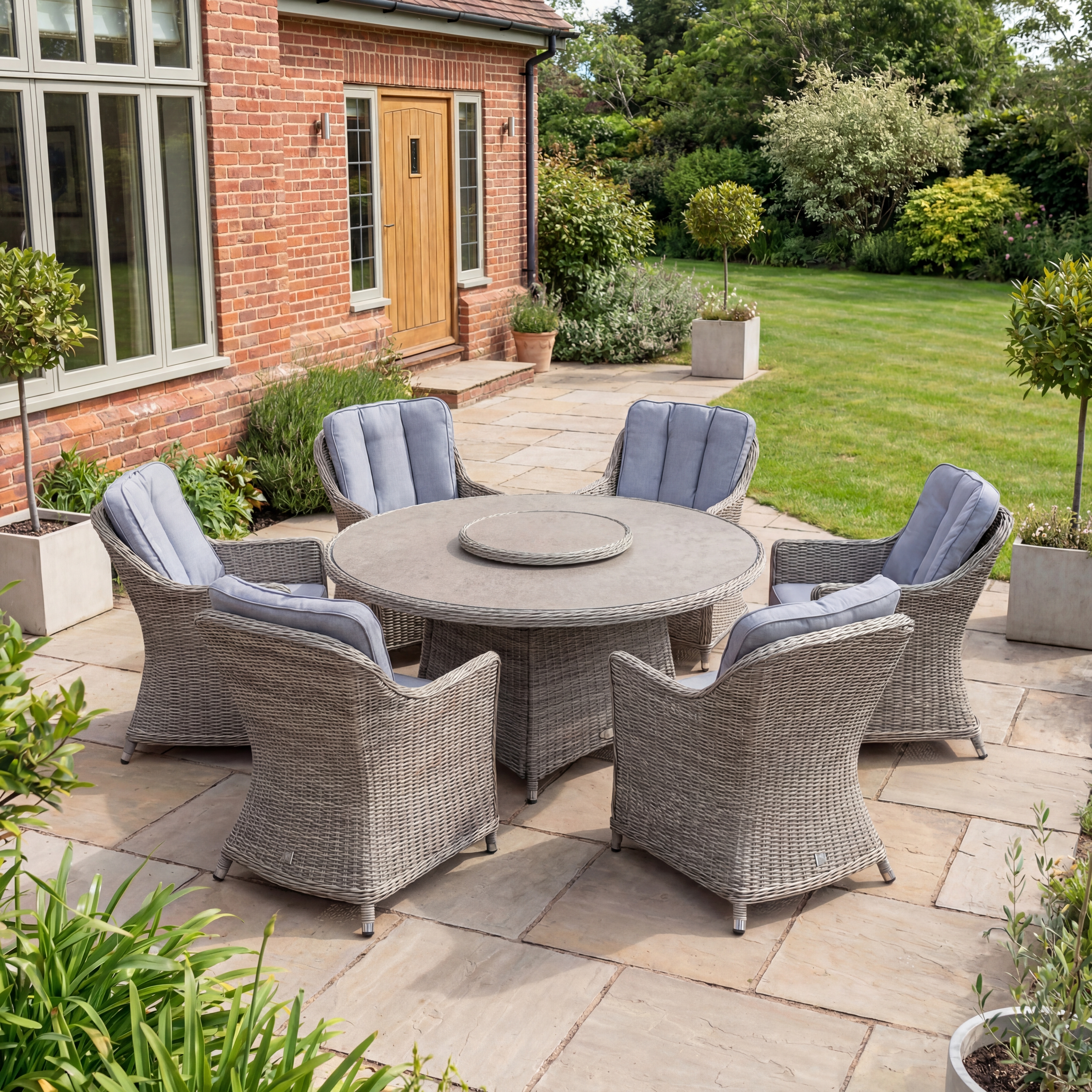 Nova - Ivy 6 Seat Dining Set - 1.4m Round Table (Ceramic Glass) thumbnail 1